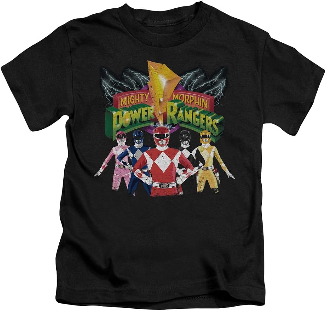 Power Rangers Mighty Morphin TV Series Rangers Unite Logo Little Boys T-Shirt T Black