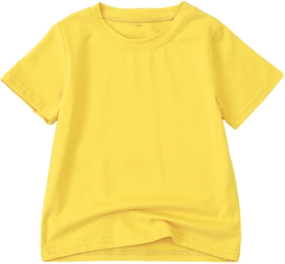 Unisex Summer Short Sleeve T-Shirt Toddler Boys Girls Casual Solid Color Tee Little Kids Daily Wear Tops Tees