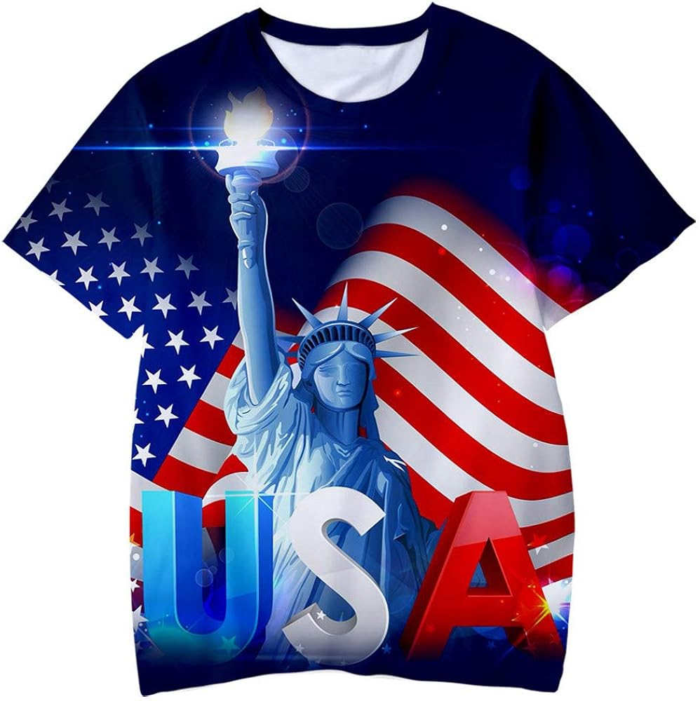 Toddler Kids Boys Tops T-Shirt -Toddler Kid Boys Summer 3D Print 4th of July T-Shirt Tops Casual Clothes