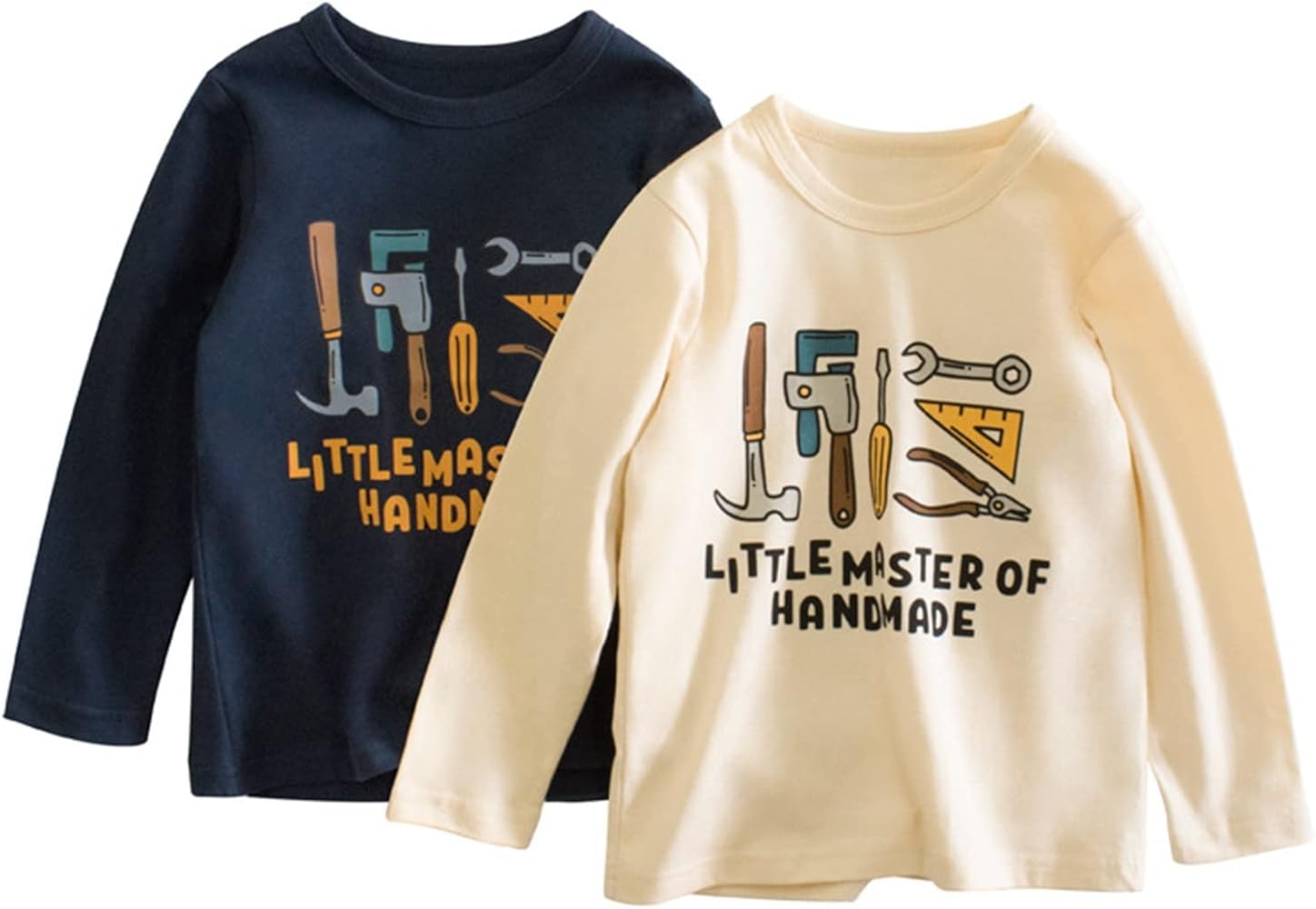 Boys' Long Sleeve Tees Tagless Crewneck Cotton Soft Shirts Boys Cartoon Tee Sport Tops Printed (B, 2-3 Years)