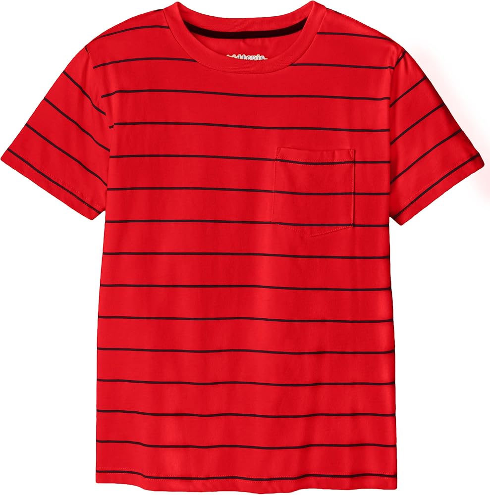 Big Boys' Short-Sleeve Striped T-Shirt with Pocket