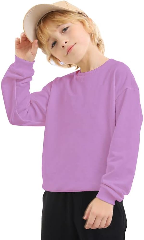 Kids Fleece Sweatshirts Soft Cotton Warm Crewneck Shirt Long Sleeve Pullover Sweatshirts for Boys or Girls