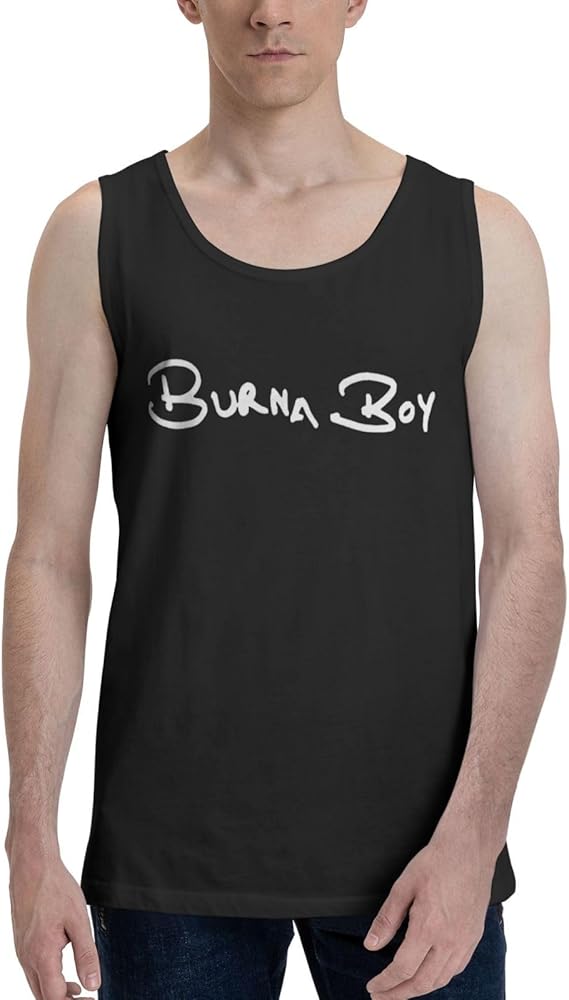 Burna Music Boy Rapper Logo Tank Top Mens Cotton Casual Vest Summer Round Neck Sleeveless T-Shirts