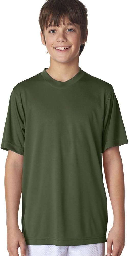 UltraClub Youth Cool & Dry Sport Performance Interlock Tee - Military Green - XS