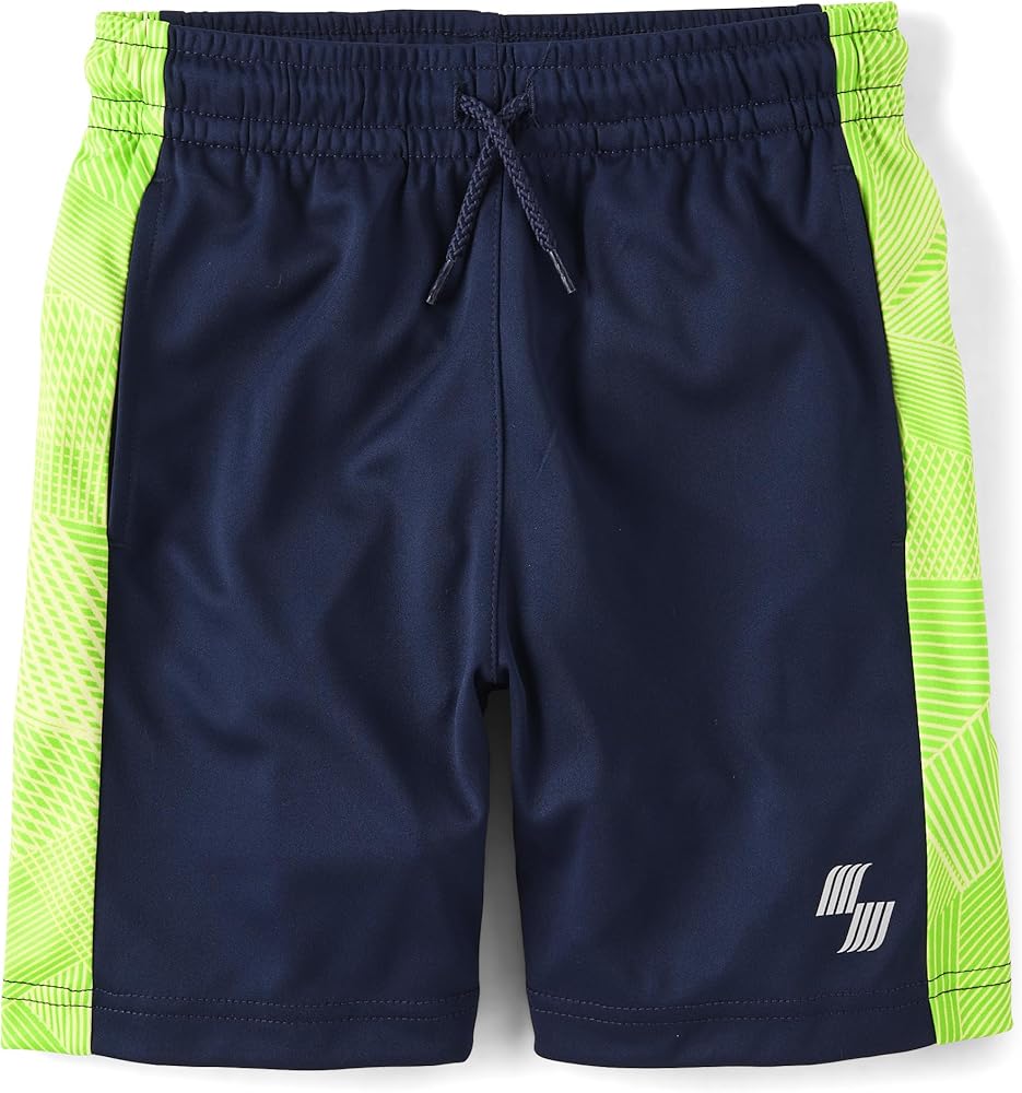 The Children's Place Boys' Basketball Shorts, Navy Print, Medium