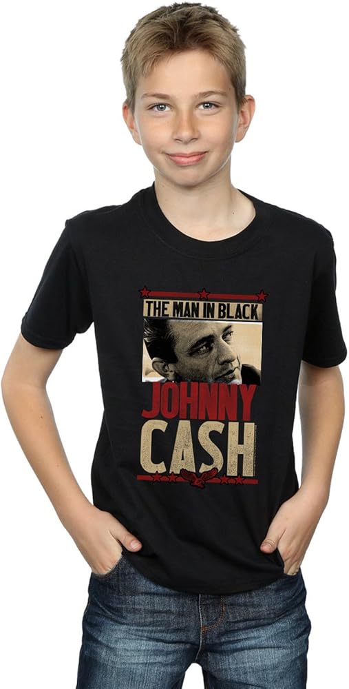 Johnny Cash Boys Cash Photo T-Shirt Black