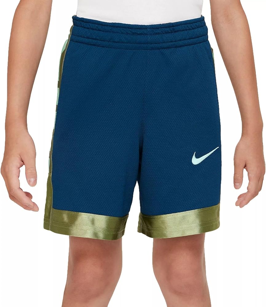 Nike Boy's Dry Shorts Elite Stripe Basketball Shorts (Little Kids/Big Kids) (Valerian Blue/Alligator/Mint Foam, Medium)