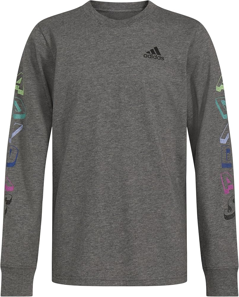 adidas Boys' Long Sleeve Cotton Small Logo T-Shirt