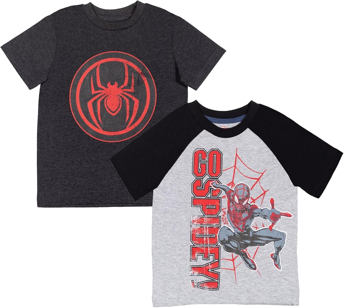 Marvel Avengers Spider-Man 2 Pack T-Shirts Toddler to Big Kid Sizes (2T - 18-20)