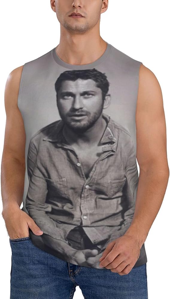 Gerard Butler Tank Top Men's Summer Casual Novelty Polyester Sleeveless Tee Shirts for Men