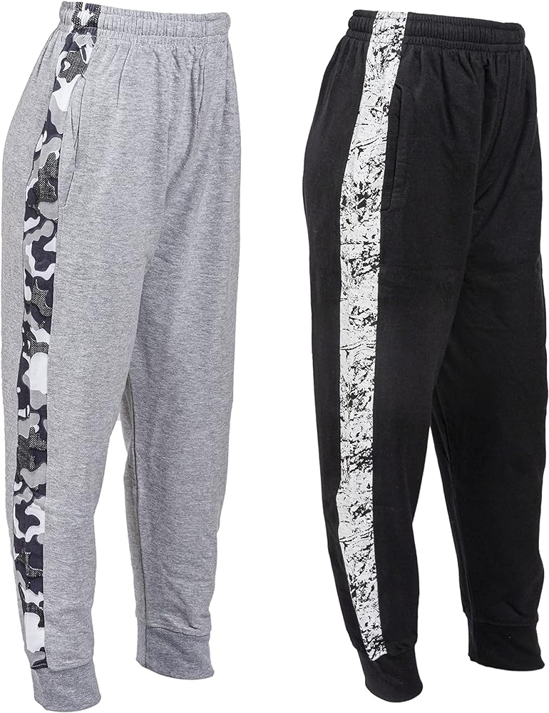 chopper club Boys Track Pants in Cotton Fleece Fabric - Sweatpants with Side Panel and Open Leg Slim Fit