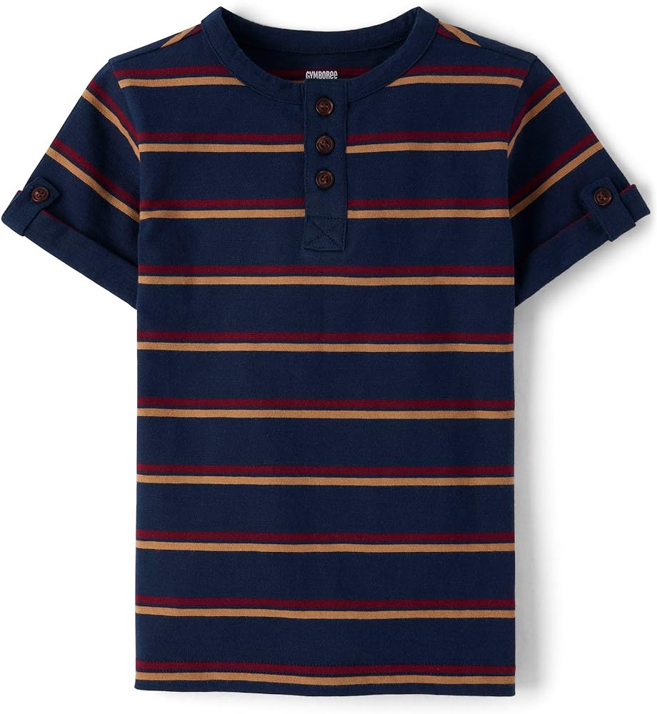 Gymboree,and Toddler Short Sleeve Henley T-Shirt,Tidal Striped,2T