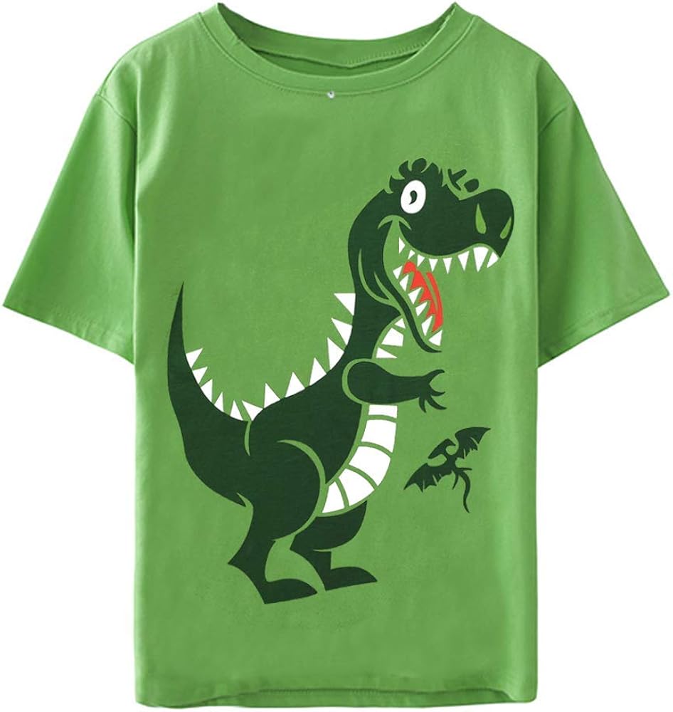 Toddler Boys T Shirt Summer Short Sleeve Shirts Crewneck Tee Dinosaur Shark Top Graphic Tees