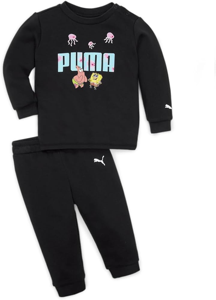 Puma Kids Boys Sponge X Minicat Crew Neck Sweatshirt & Joggers Set Athletic Tops Casual Jogger - Black