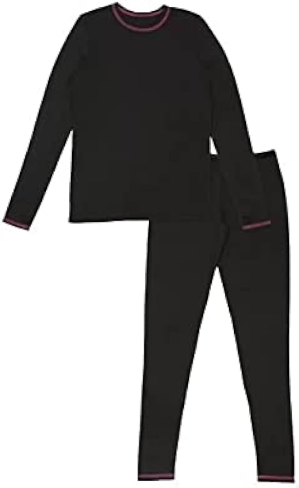 Cuddl Duds Boys 2-Piece Thermal Long-Sleeve Top and Bottom Set - Large 12-14, Black