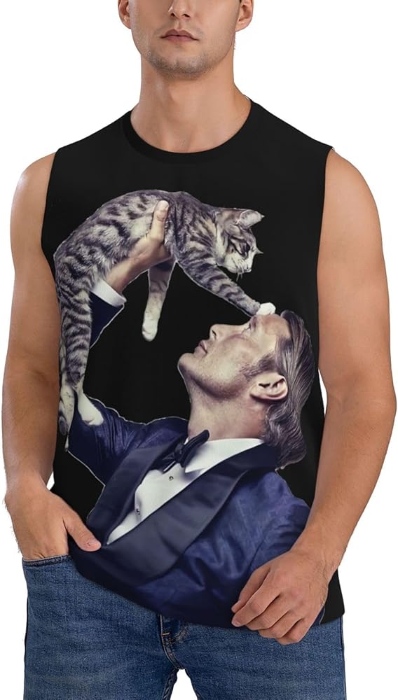 Mads Mikkelsen Tank Top Men's Summer Casual Novelty Polyester Sleeveless Tee Shirts for Men