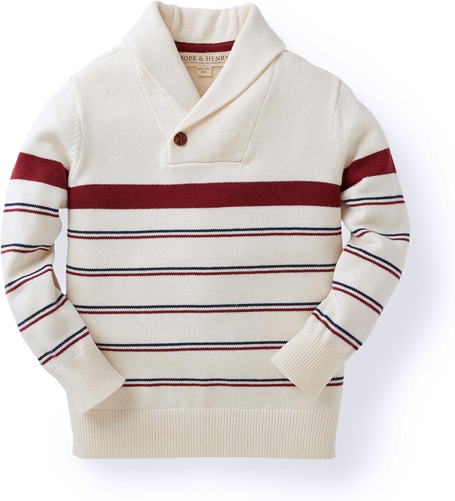 Hope & Henry Boys' Long Sleeve Shawl Collar Sweater