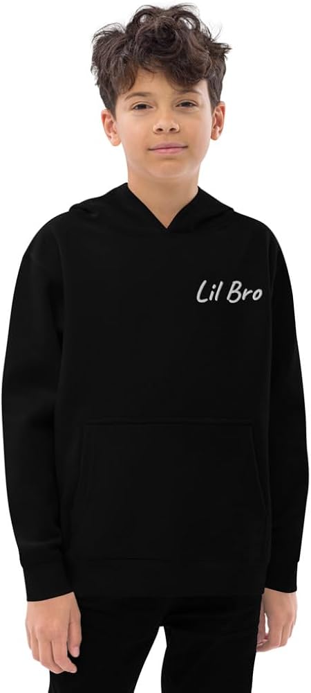 Kid's Lil Bro Embroidered Fleece Hoodie - Embroidered Lil Bro Sweatshirt - Hoodie for Little Brother