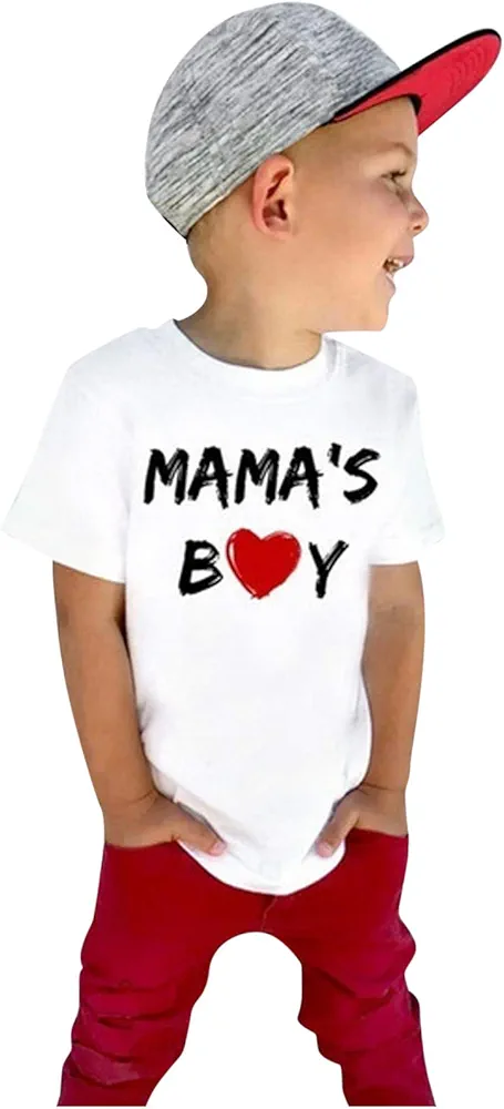 Toddler Kids Boy T-Shirt 1-6T Mother's Day Shirts Short Sleeve Letter Mama's Boy T-Shirts Tee Tops