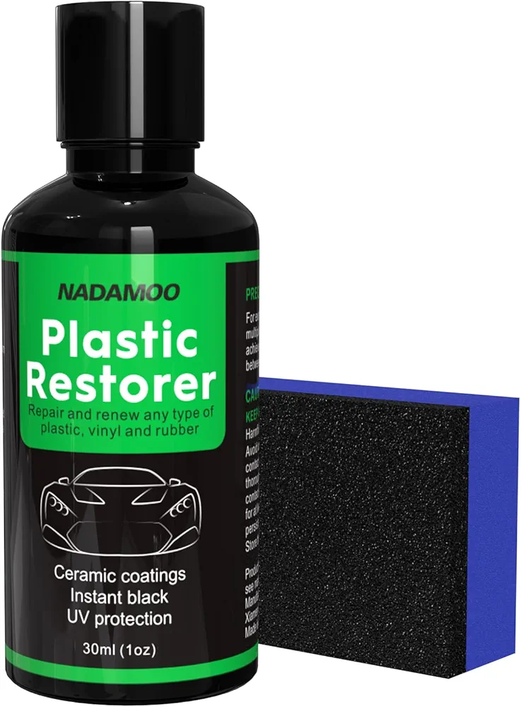 NADAMOO Plastic Restorer, Highly Concentrated Ceramic Coating for Cars, Back to Black Automotive Exterior and Interior Trim Scratch Remover Kit, Restore Faded Plastic, Vinyl & Rubber, 30ml