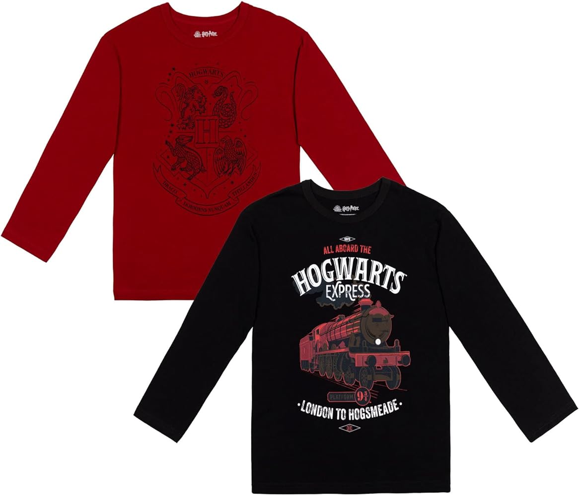 Harry Potter Hogwarts Little/Big Boys 2 Pack Long Sleeve Graphic T-Shirt