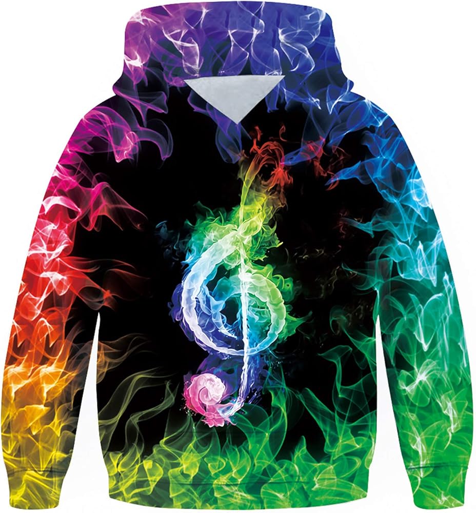 UNICOMIDEA Teens Sweatshirt Cool Graphic Hoodies For Big Boys Girls Music Pullover 3D Hoodie Children Daily Holiday Outwear for School Boys Clothes Size 11-13T