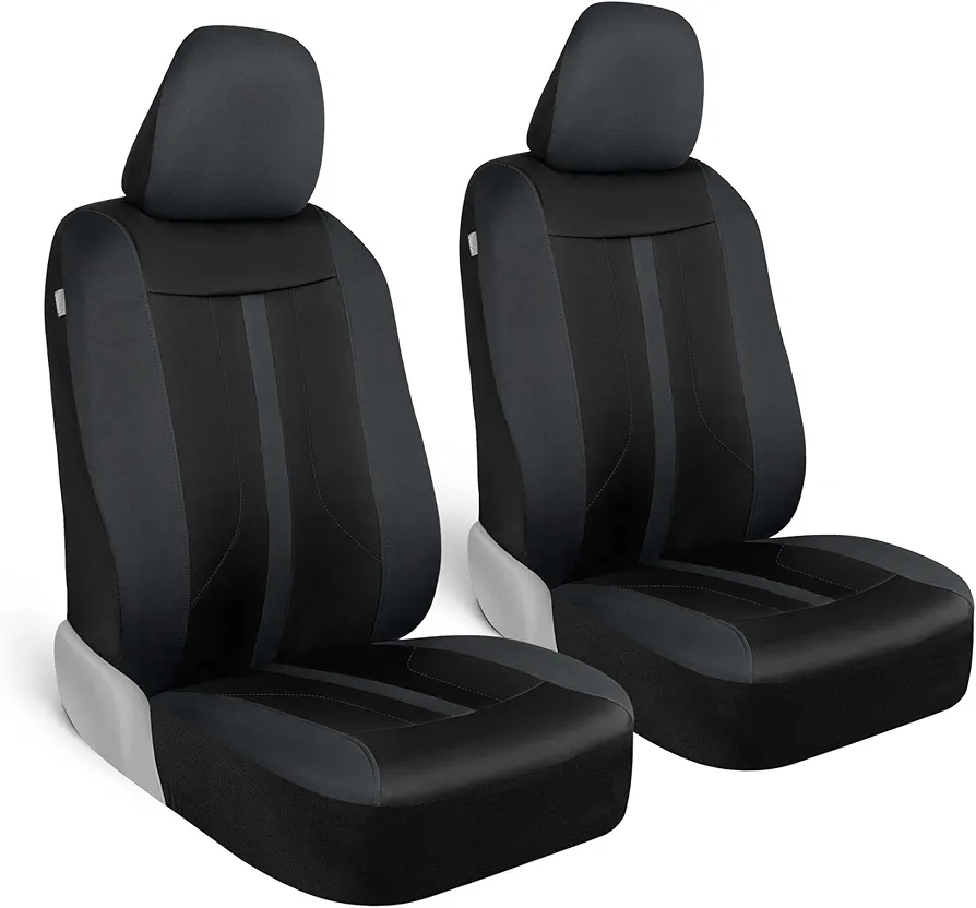 Motor Trend Gray Cloth Front Seat Covers - Premium Bucket Seat Covers for Vehicles with Removable Headrests, Car, Truck, Van and SUV Interior Covers