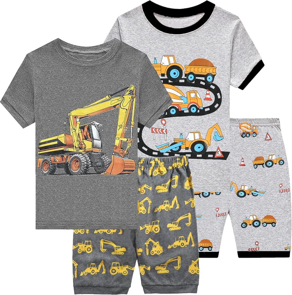 Little Hand Toddler Boys Pajamas Kids Dinosaur Summer Pjs Truck Boy Excavator Jammies Short Sets 2-7 Years