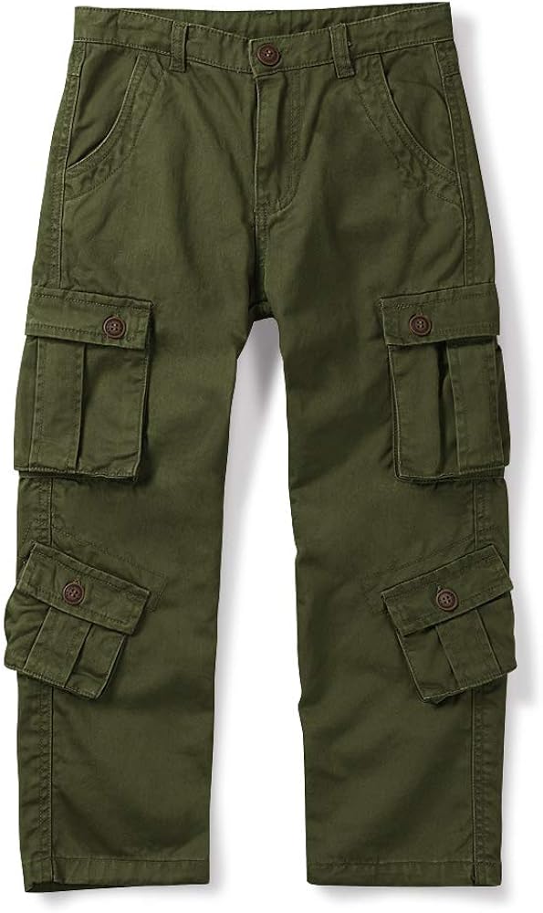 Mesinsefra Boys' Military Cargo Pants,Kids Cotton Multi Pocket Casual Outdoor Trousers