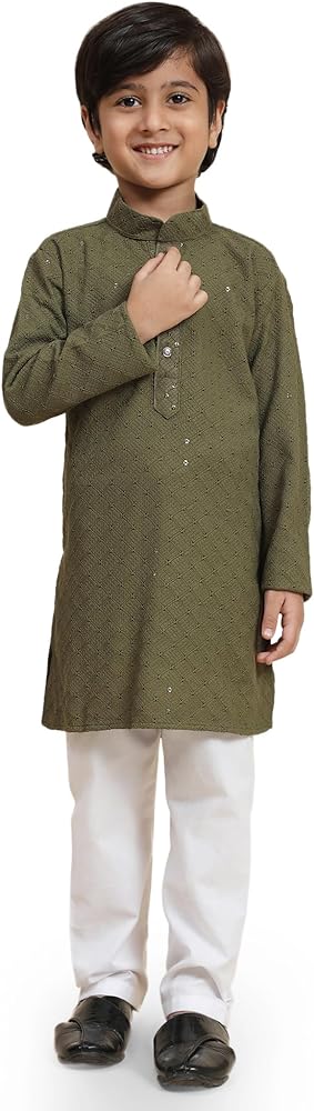 Boys Cotton Kurta Set For Kid's Indian Traditional Wear | Cotton Kurta Set (S-227)