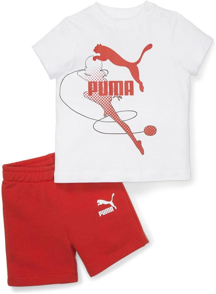 Puma Toddler Boys Miraculous X Crew Neck Short Sleeve & Short Set Athletic Tops Casual Shorts - White - Size 18 Months