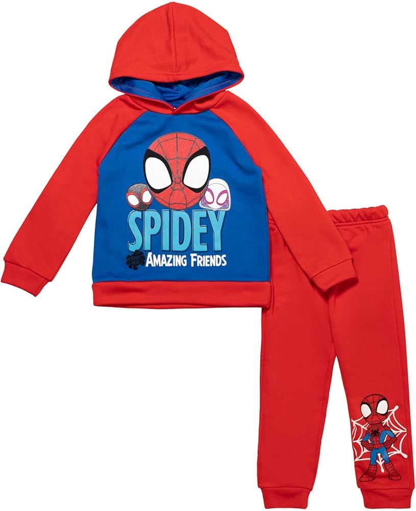 Marvel Spidey and His Amazing Friends Fleece Pullover Hoodie and Pants Outfit Set Toddler to Little Kid Sizes (2T - 7-8)