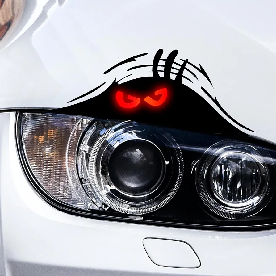 2PCS Murimt Peeking Monster Funny Car Stickers and Decals Waterproof Reflective Headlight Vinyl Car Decals for Women Men Truck Decals for Cars Cover Scratches Bumper Vinyl Decals Halloween Stickers