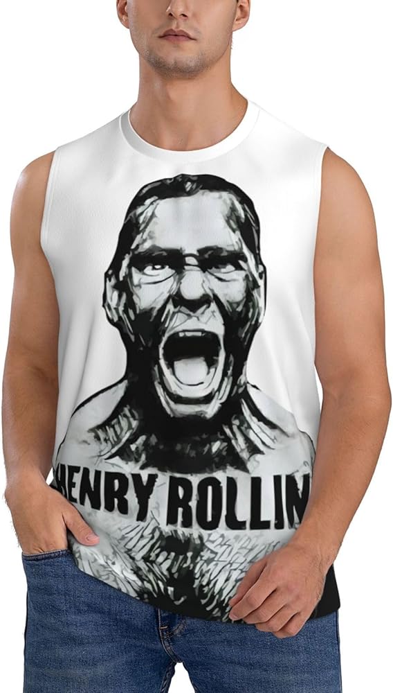 Henry Rollins Tank Top Men's Summer Casual Novelty Polyester Sleeveless Tee Shirts for Men