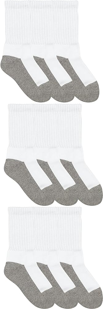 Jefferies Socks Boys Girls Baby Seamless Half Cushion School Crew Sport Socks 9 Pair Pack