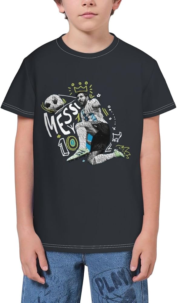 Youth Boys Girls Soccer Player #10 T-Shirt Apparel for Football Kids Fans for Gift Short Sleeve Shirt Top, X-Small