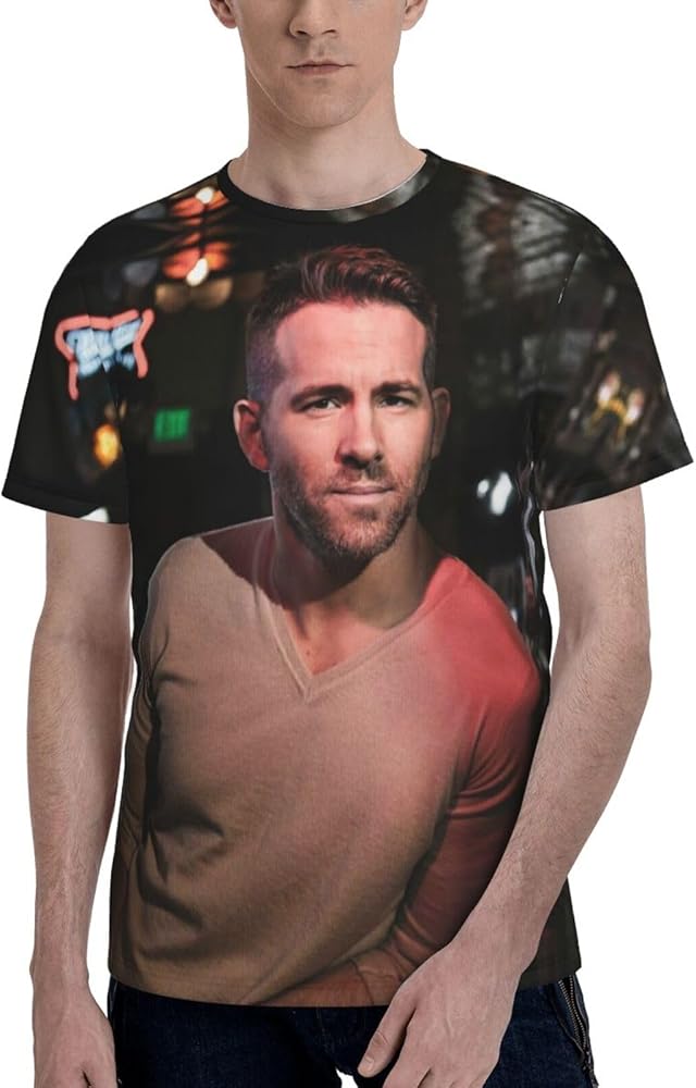 Ryan Reynolds T Shirt Mens Summer Comfortable Fit Soft Short Sleeve Round Neck Basic Tee Tops