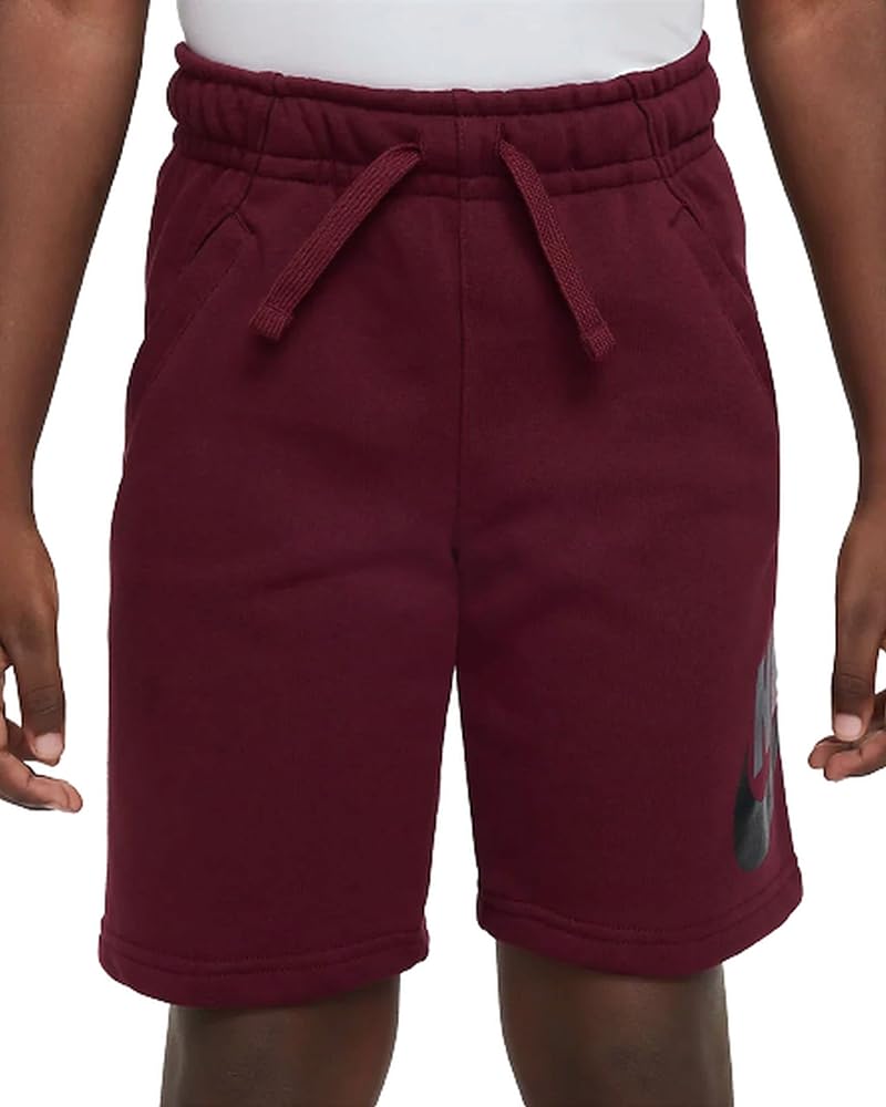 Nike Sportswear Club + HBR Fleece Shorts (Big Kids) (Medium, Dark Beetroot/Smoke Grey/Black)