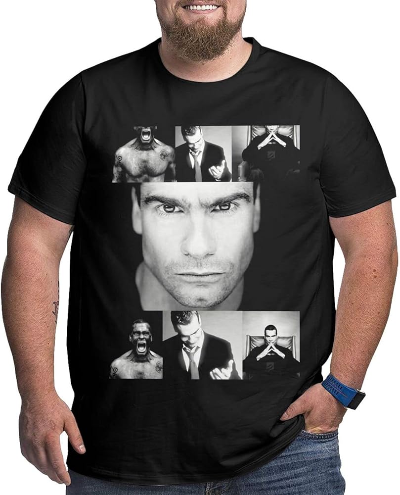 Henry Rollins Plus-Size t Shirt Mens Fashion Loose Fit O-Neck Short Sleeve Big and Tall Cotton Top Tees