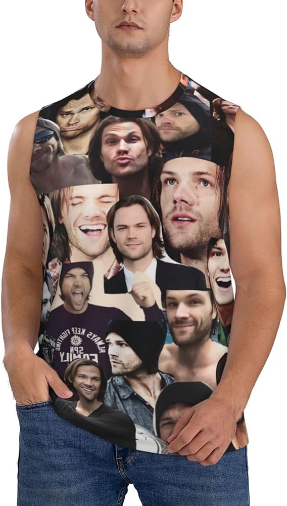 Jensen Ackles Tank Top Men's Summer Casual Novelty Polyester Sleeveless Tee Shirts for Men