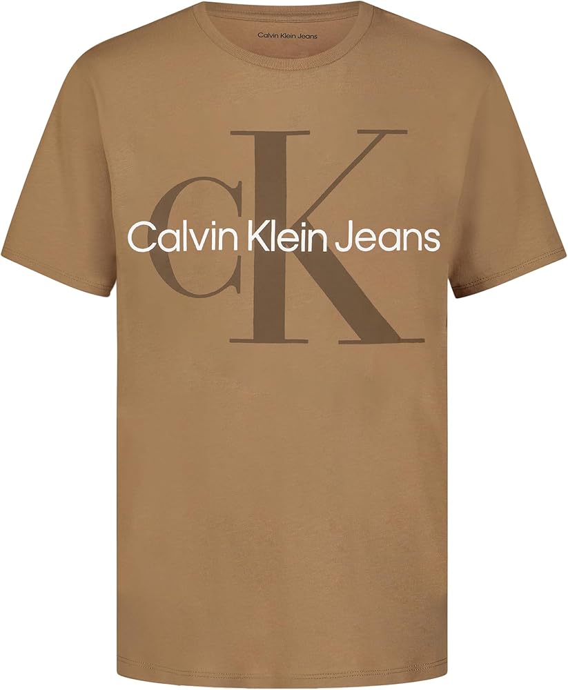 Calvin Klein Boys' Short Sleeve Logo Crew Neck T-Shirt, Soft, Comfortable, Relaxed Fit