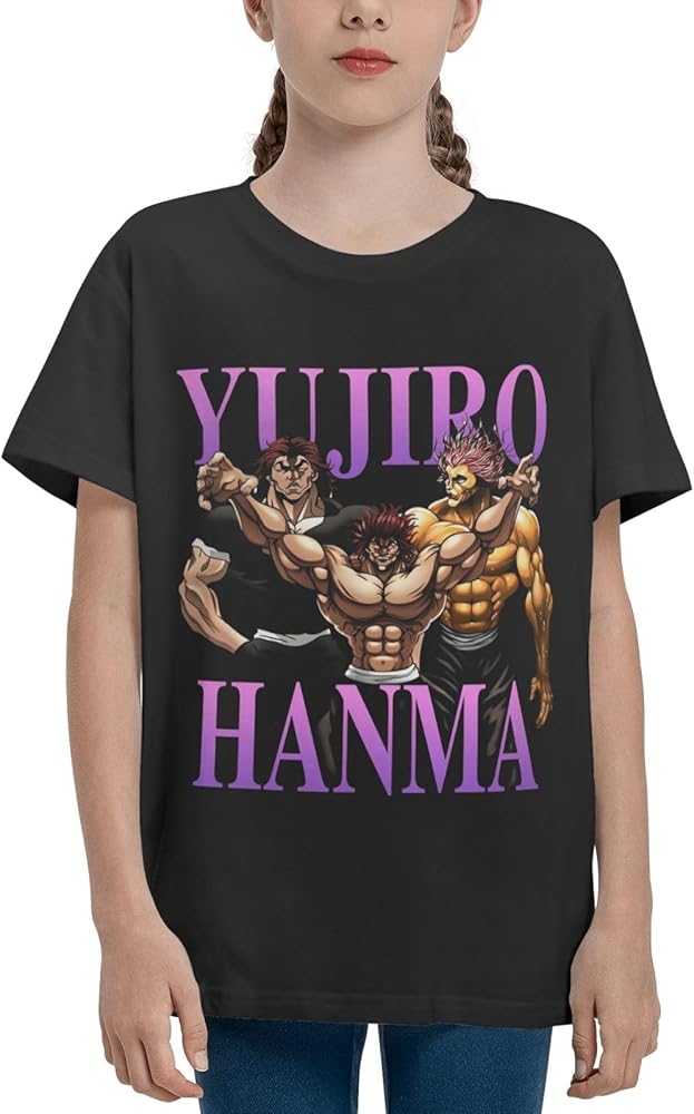 Anime Baki The Grappler Yujiro Hanma Shirt Boys Girls Round Neck Short Sleeve Cotton Tees