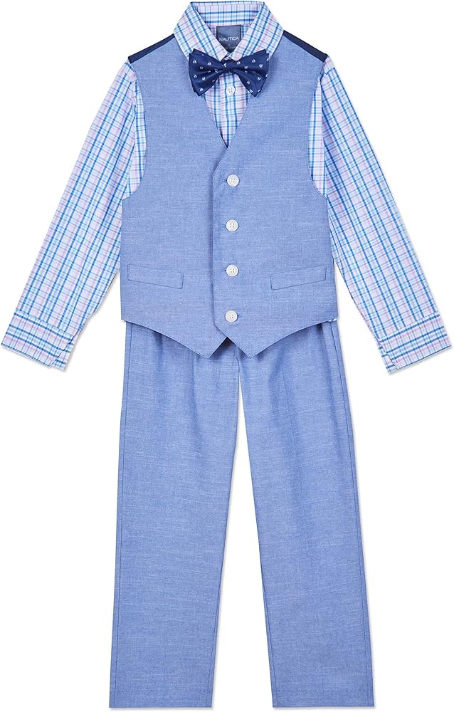 Nautica boys 4-piece Vest Set With Dress Shirt, Tie, Vest, and Pants