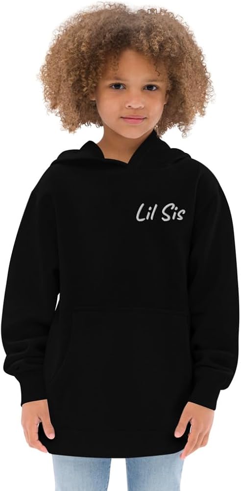 Kid's Lil Sis Embroidered Fleece Hoodie - Embroidered Lil Sis Sweatshirt - Hoodie for Little Sister