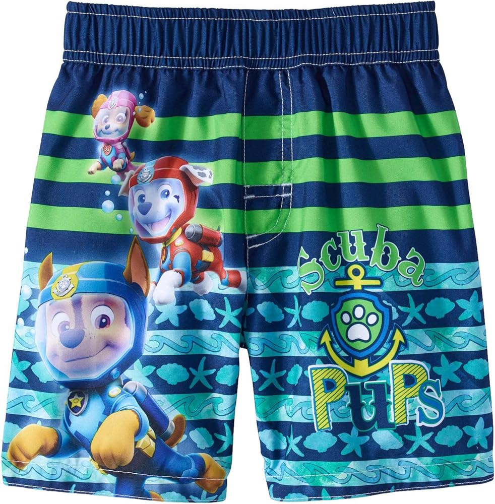 Fashion Toddler Boys Paw Patrol Scuba Pups Navy & Green Swim Short Trunk - 5T,Blue