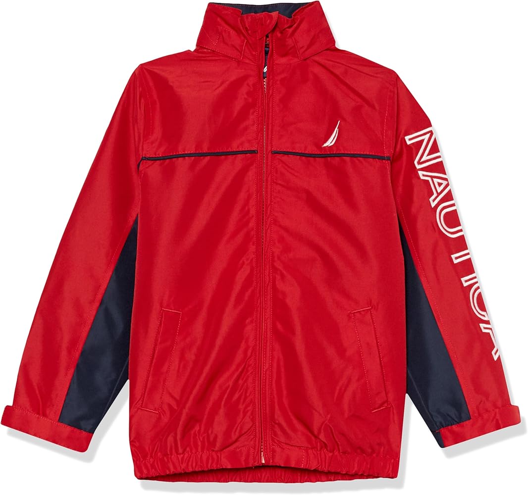 Nautica Boys' Light Weight Anchor Jacket with Stowable Hood