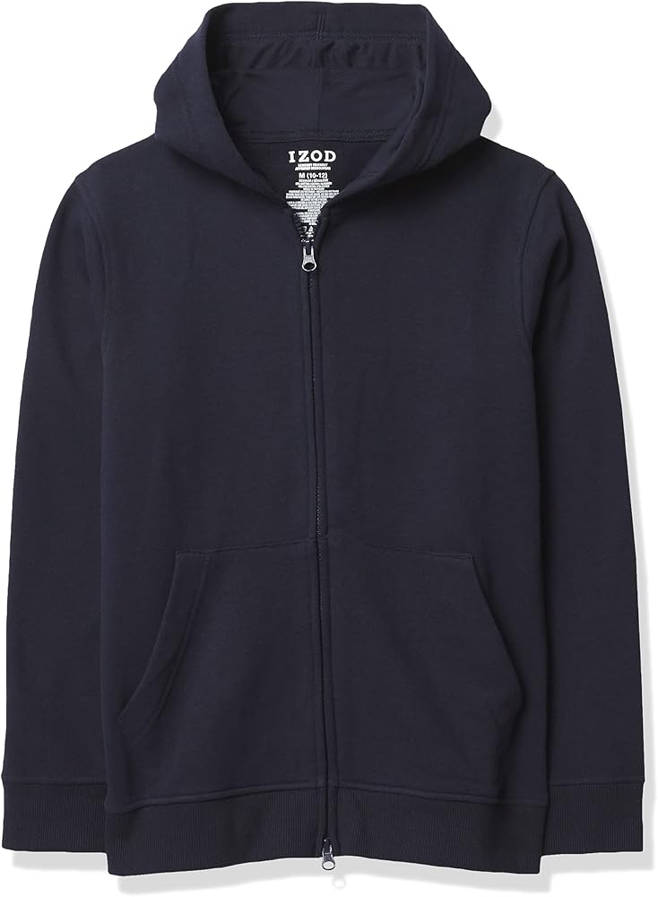 IZOD Boys' Sensory-Friendly Full-Zip Hoodie Sweatshirt, Soft Fabric with Pockets & Ribbed Cuffs, Tagless