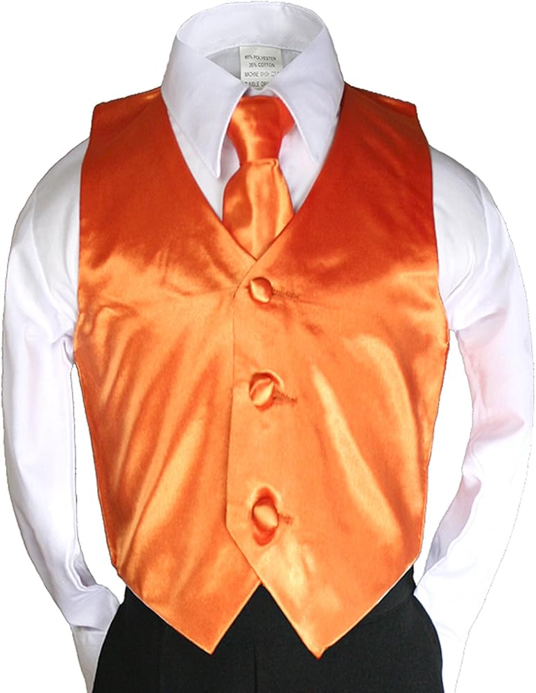 Classic Fashion Boy Suit Party Formal Wedding Colors Satin Vest & Necktie 5-14