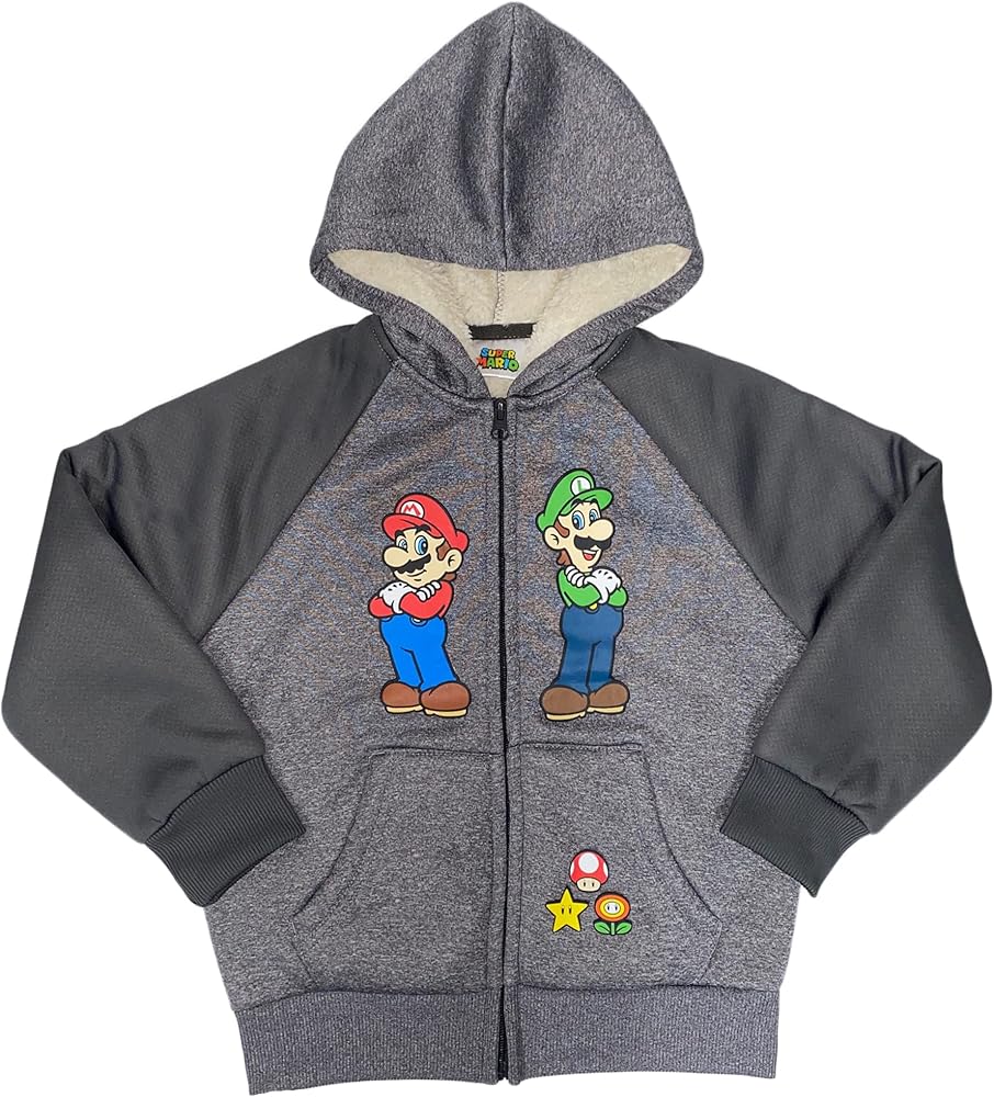 Nintendo Super Mario Boys Sherpa Fleece Zip Hoodie