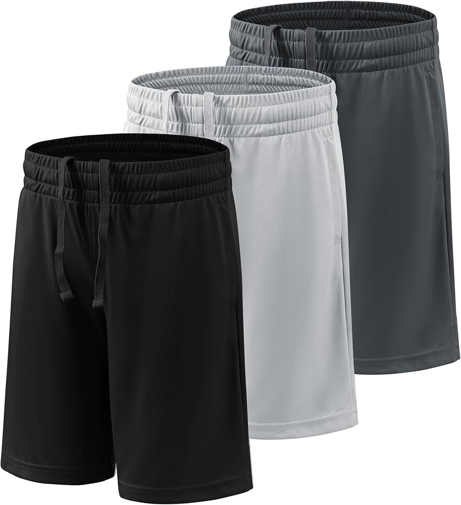 Boy's Basketball Shorts Youth Boy's Active Athletic Performance Shorts with Pockets Moisture Wicking Shorts for Boys